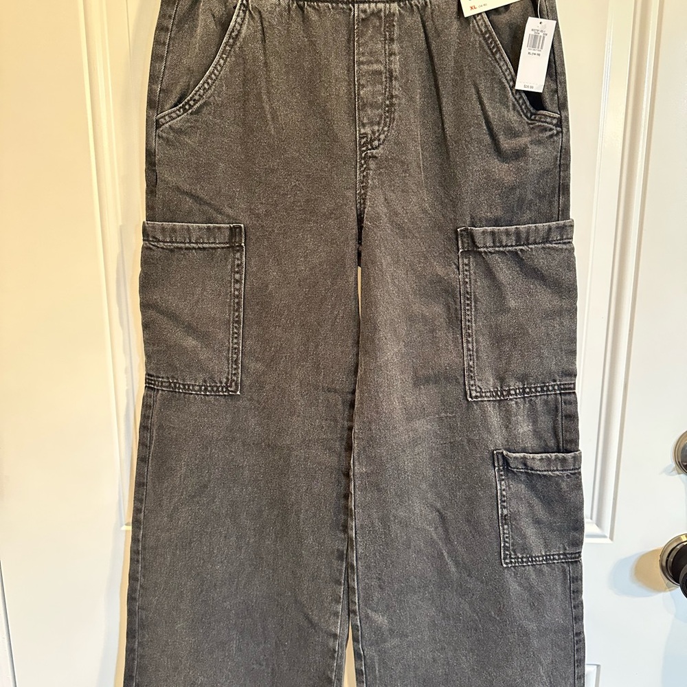 Old Navy Girls Faded Black Cargo Jeans
